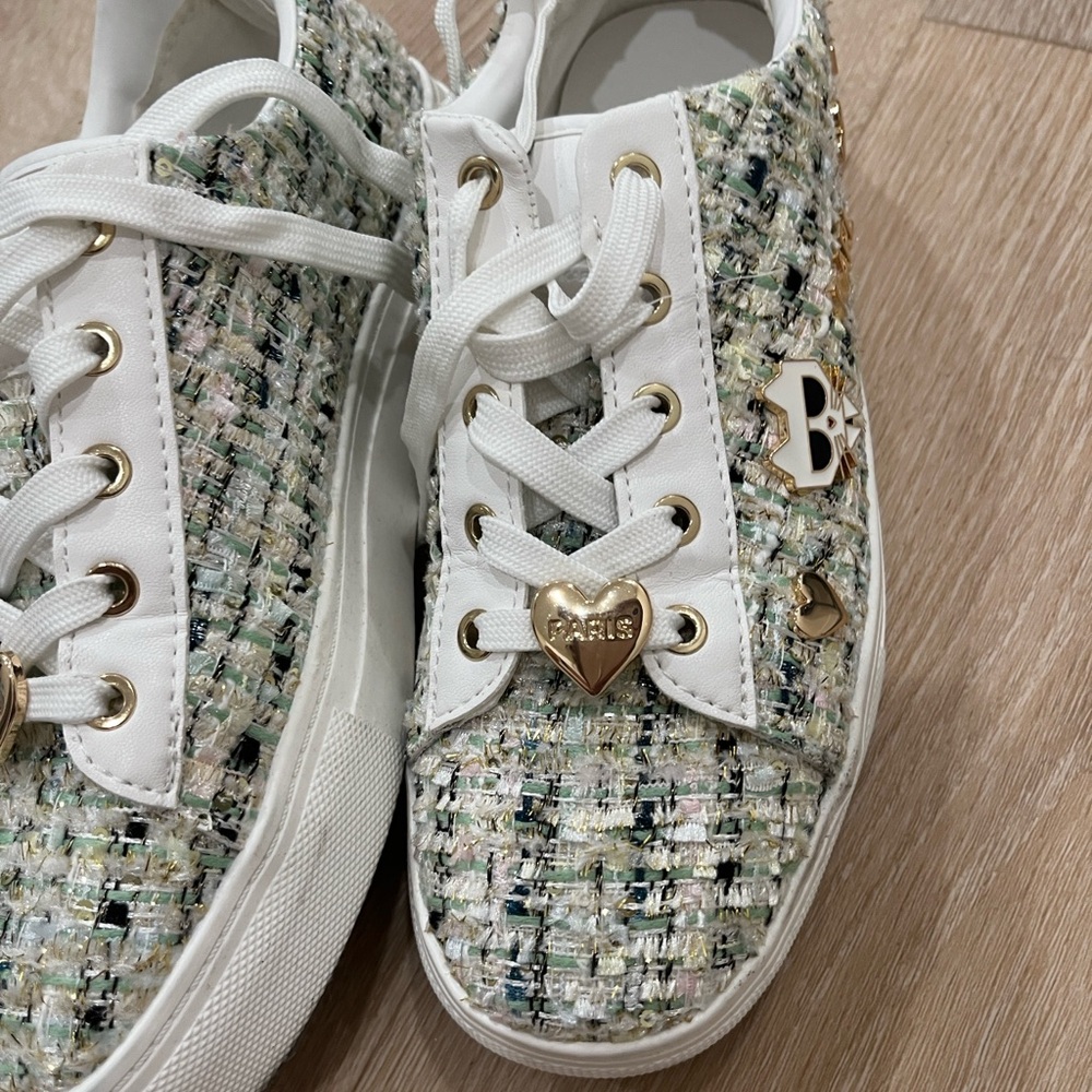 Karl Lagerfeld Tweed Sneakers with Gold Details